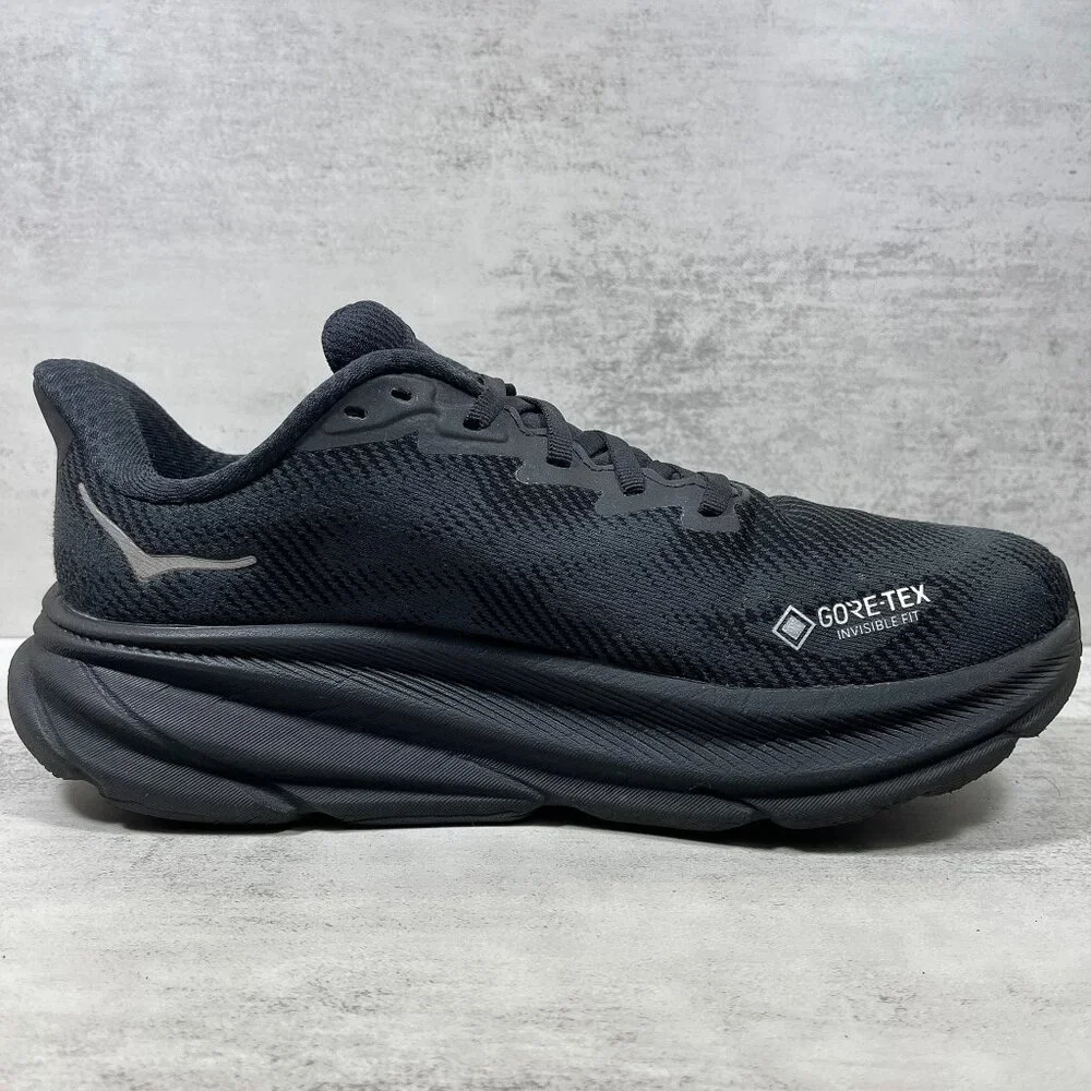Hoka One One Clifton 9 GTX Gore-tex Running Shoes - Men's Size 8 - Black - Picture 2 of 9